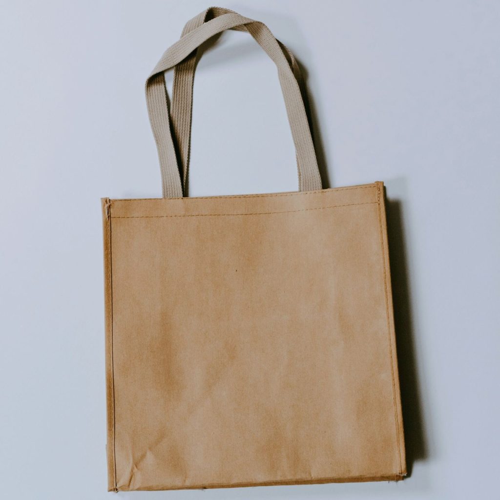 Simple brown reusable shopping tote bag
