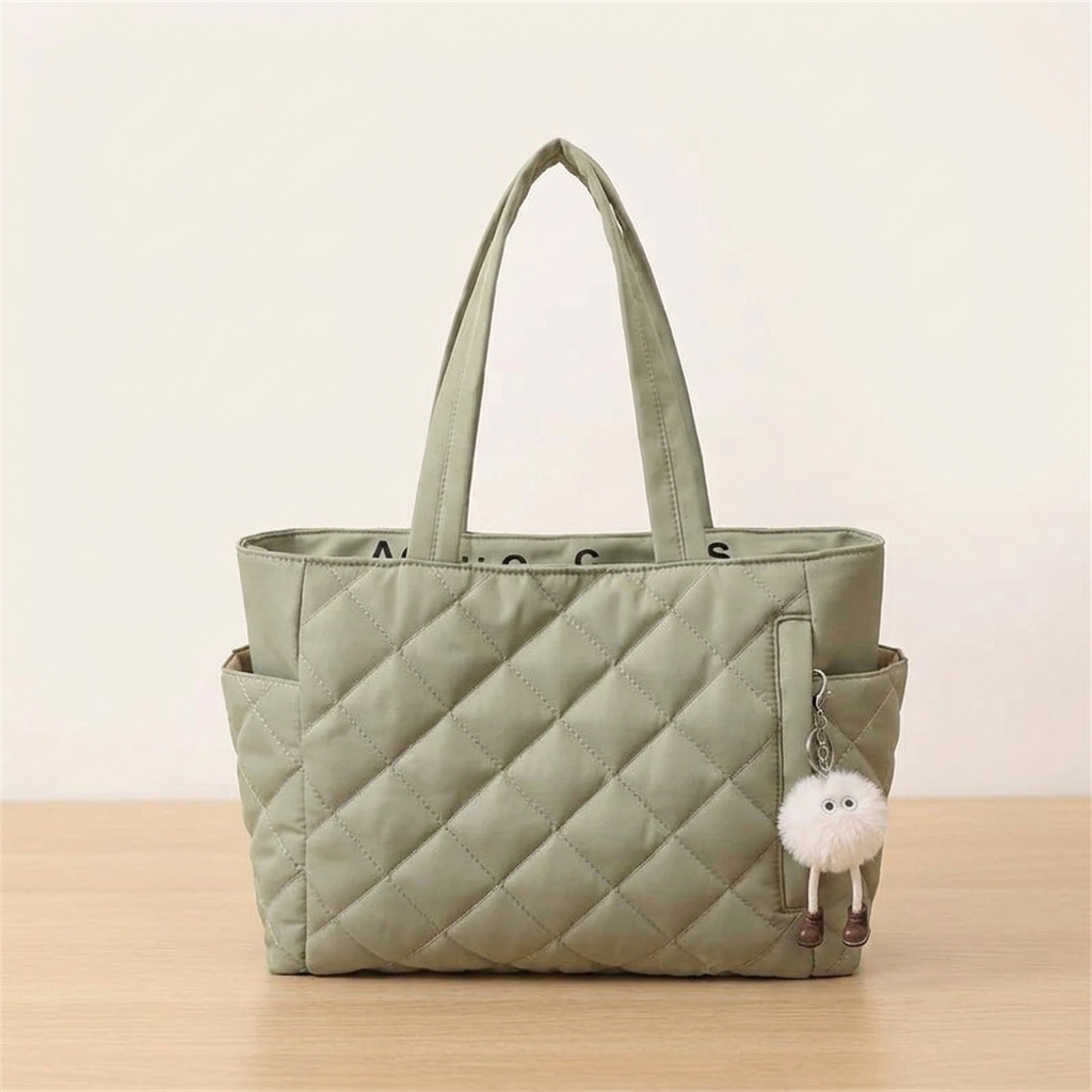 light green nylon large capacity everyday tote bag for work